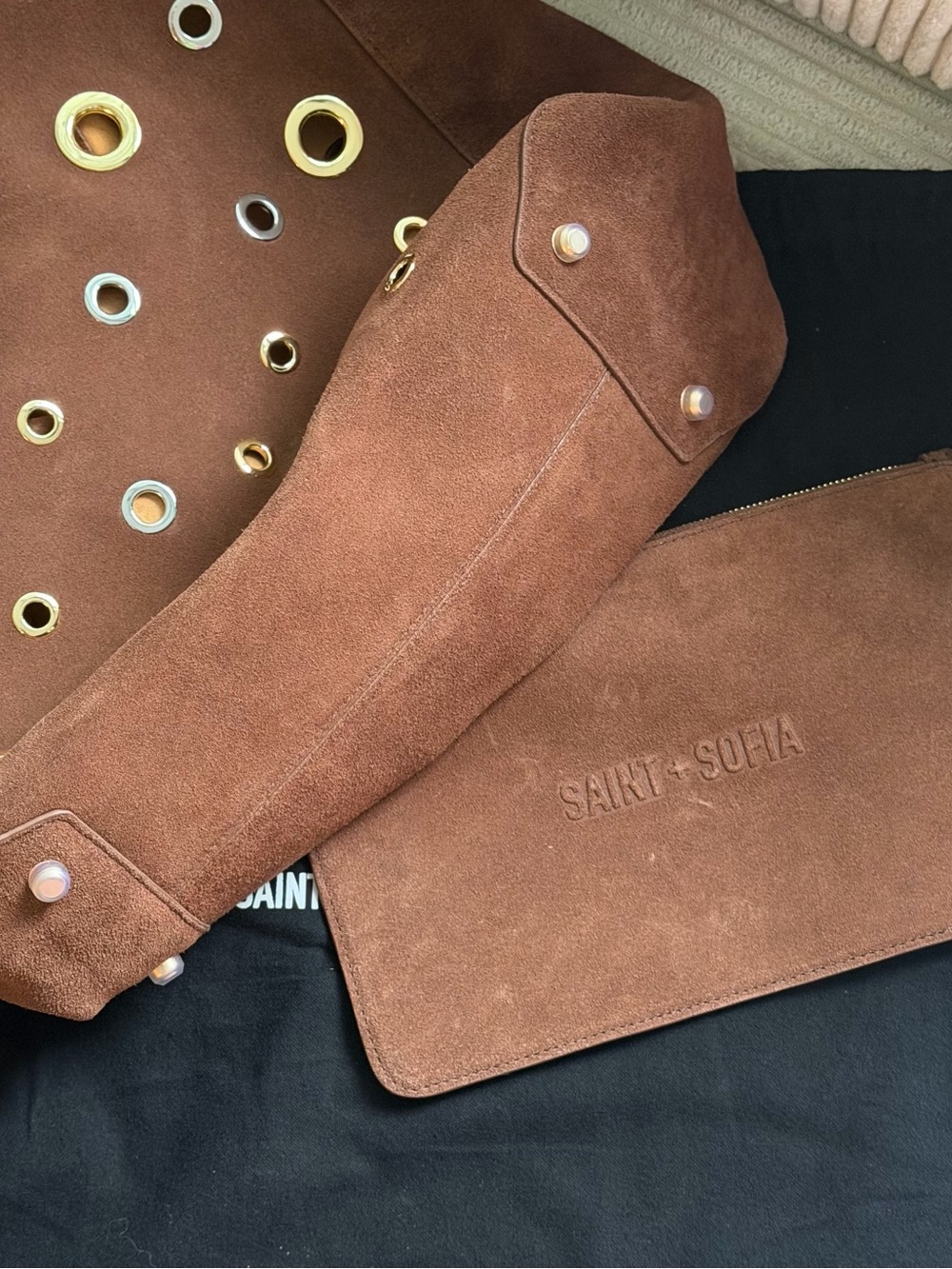 Saint + Sofia Brown Suede Allana Eyelet Bag with dust bag (wore just once) - Picture 4 of 8